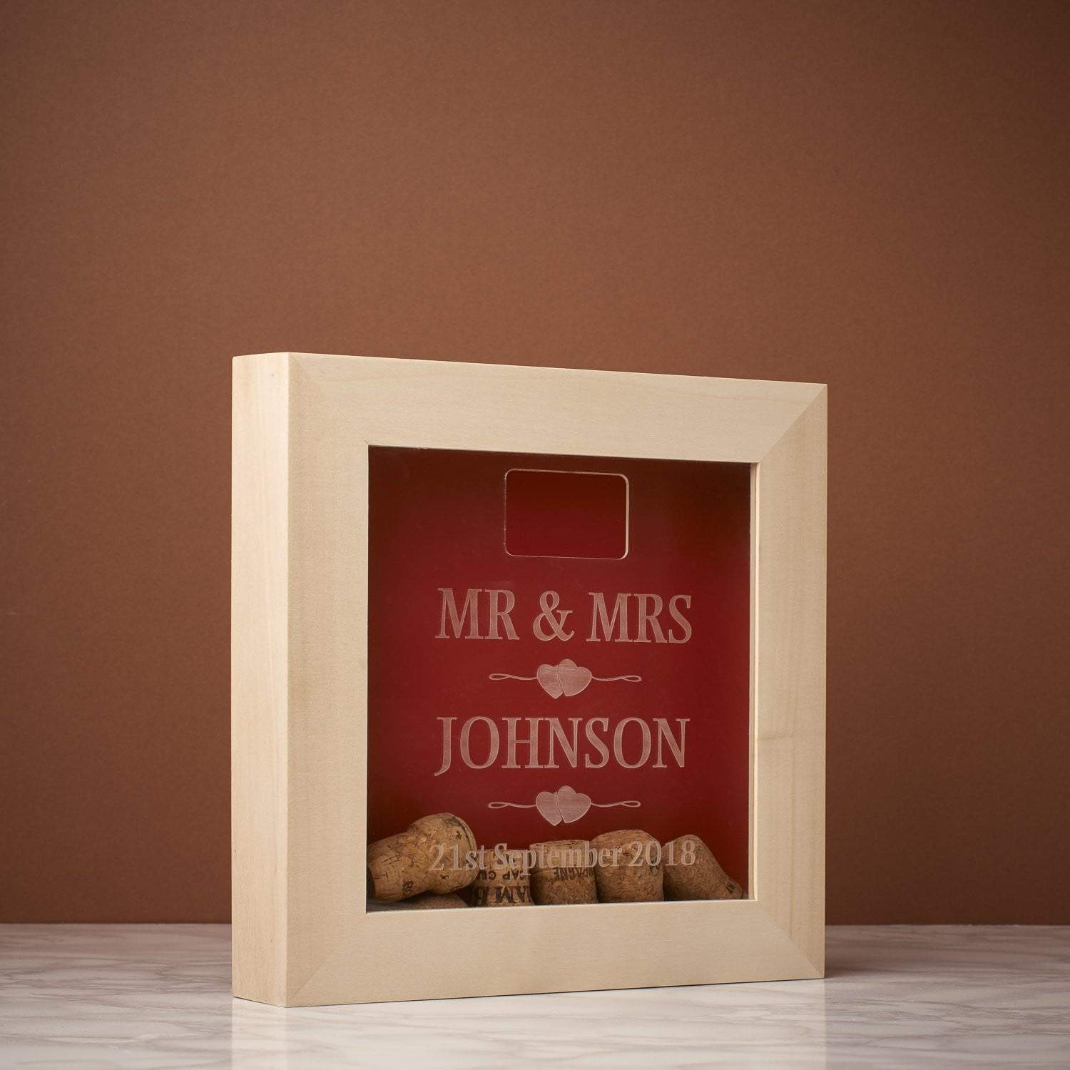 Memory Box Frame - Mr & Mrs 2 Hearts Memory Box Frame