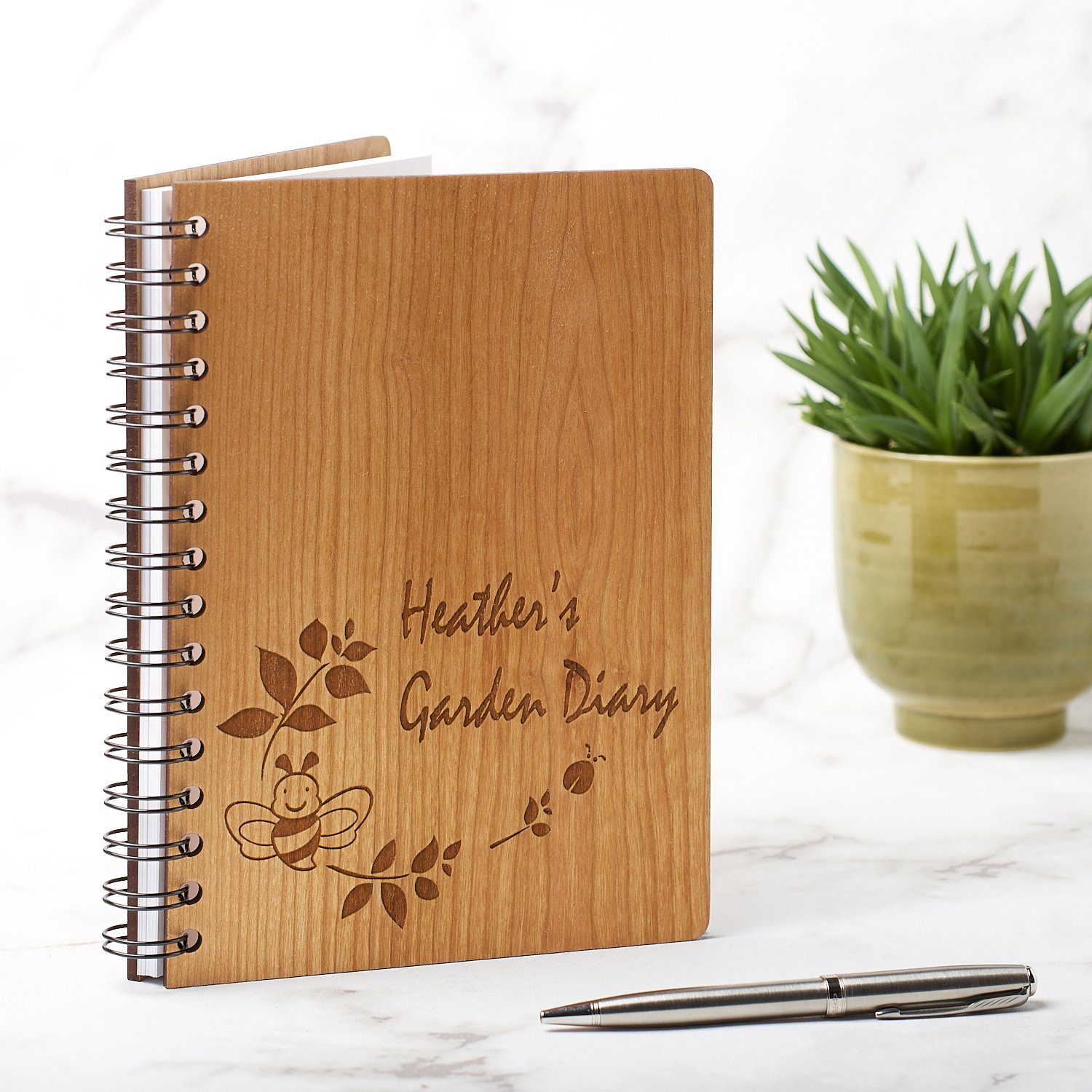 Notebook Planner - Personalised A5 Gardening Note Book, Journal, Planner - Bee Design