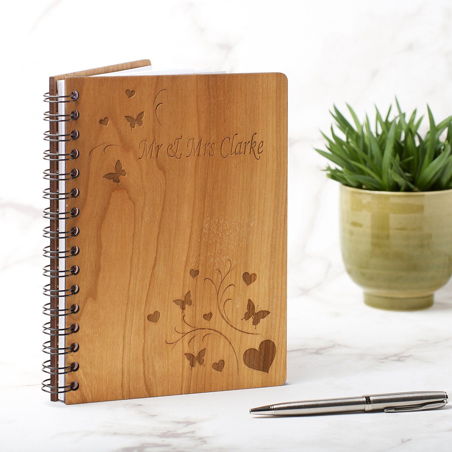Notebook Planner - Personalised A5 Wedding Guest Book, Journal Or Planner - Butterfly Design