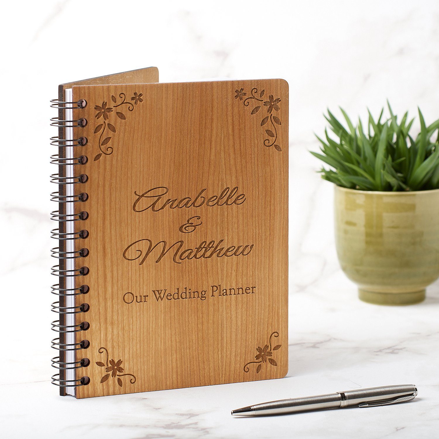 Notebook Planner - Personalised A5 Wedding Journal, Planner Or Guest Book - Floral Design