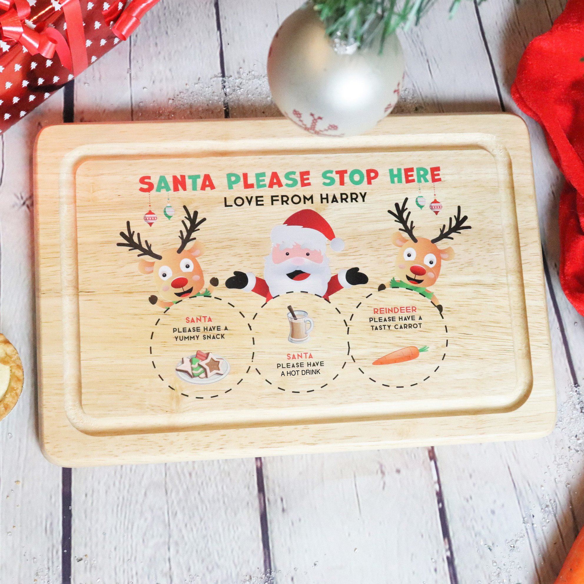 Personalised  Colour Wooden Christmas Eve Santa Treat Platter  - Circles