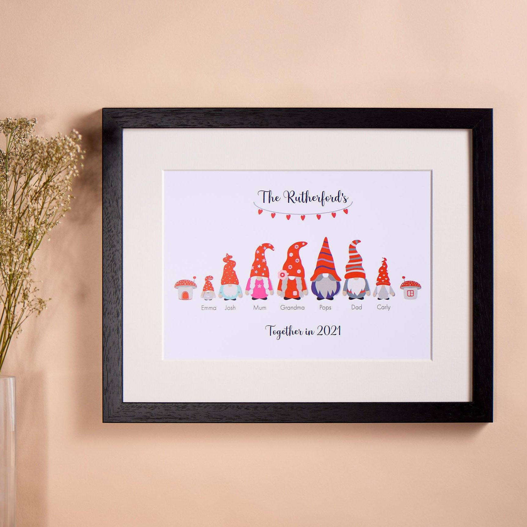 Print - Personalised Gonk Gnome Family Print - Bunting