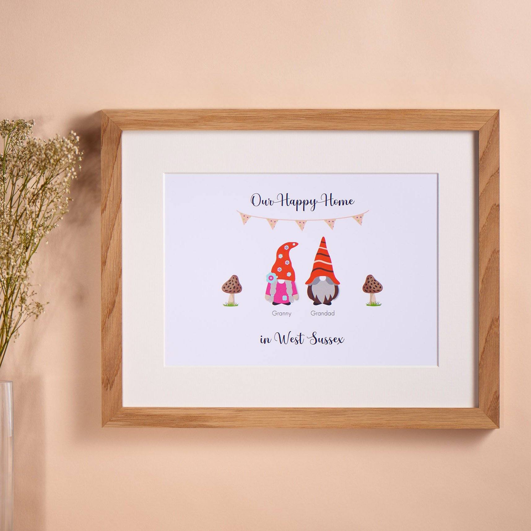 Print - Personalised Gonk Gnome Family Print - Bunting