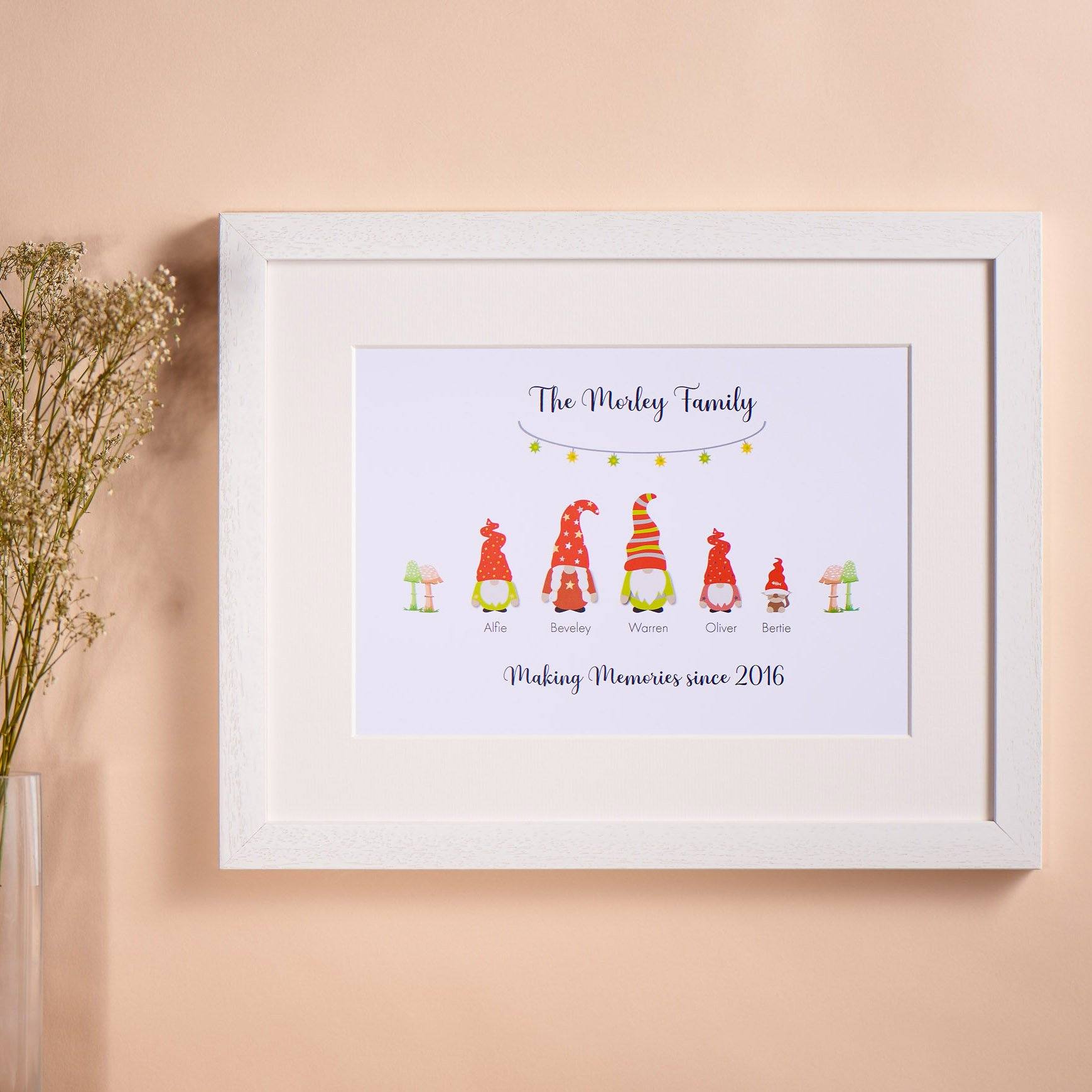 Print - Personalised Gonk Gnome Family Print - Bunting