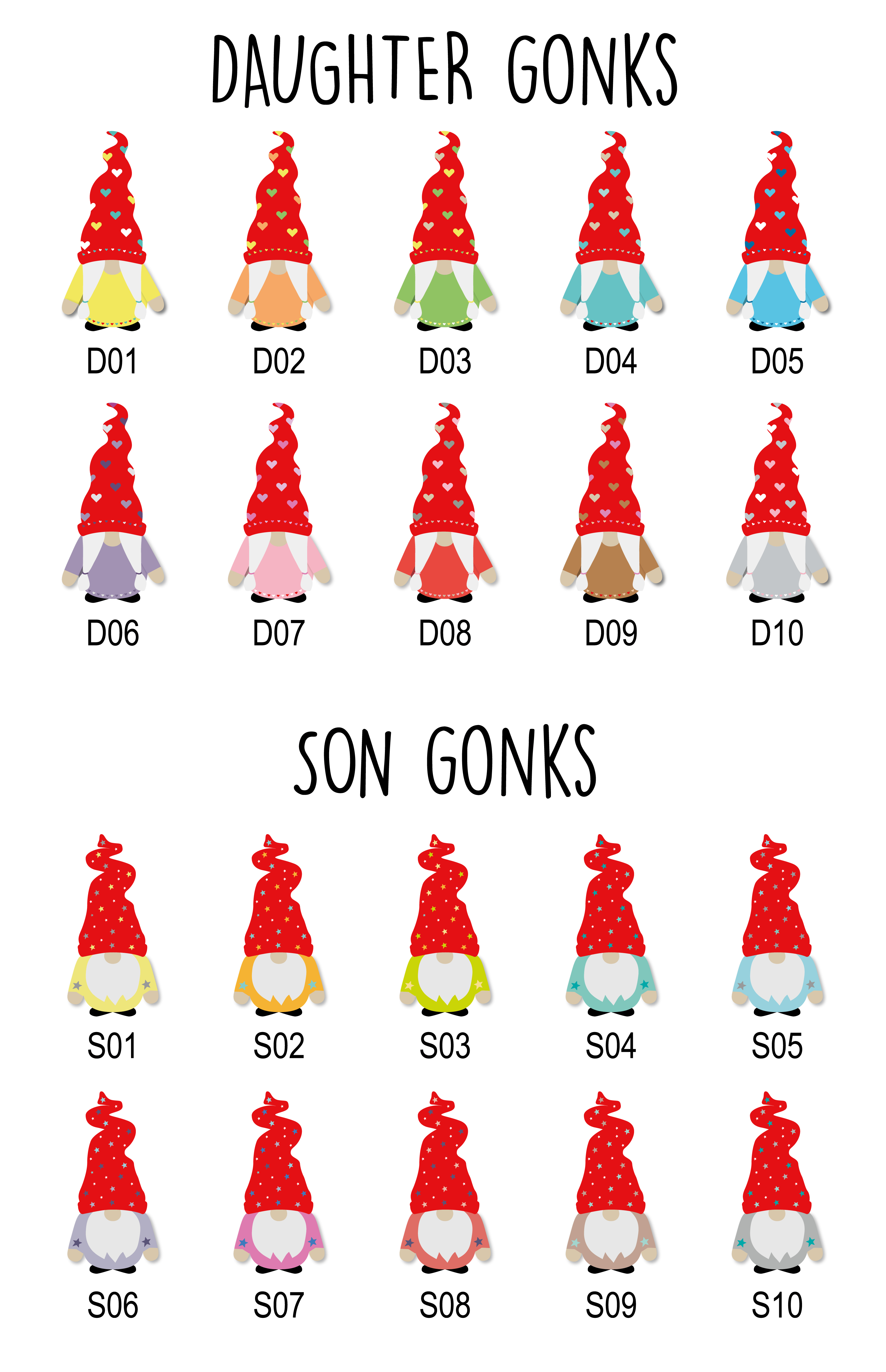 Print - Personalised Gonk Gnome Family Print - Bunting