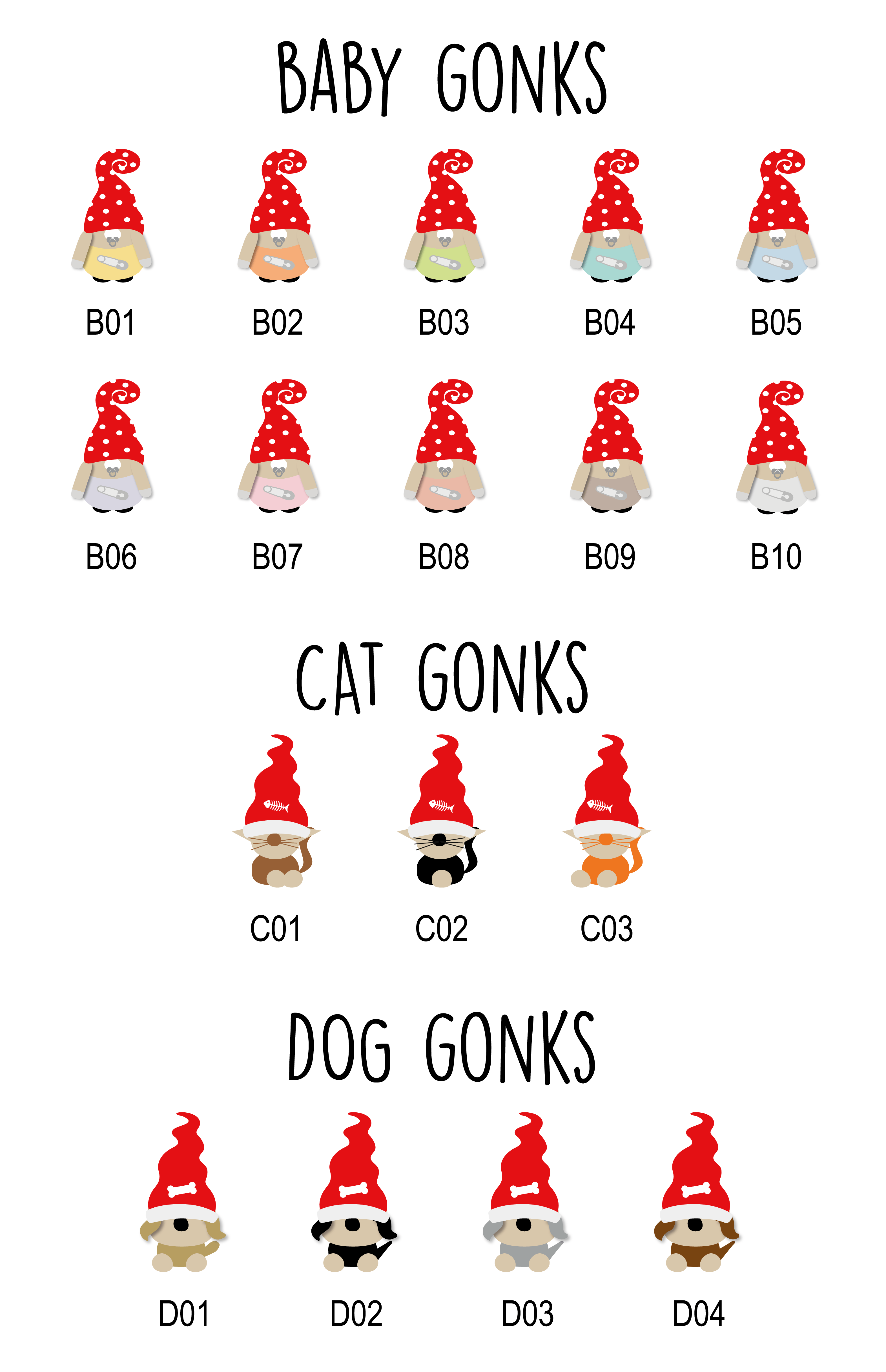 Print - Personalised Gonk Gnome Family Print - Bunting