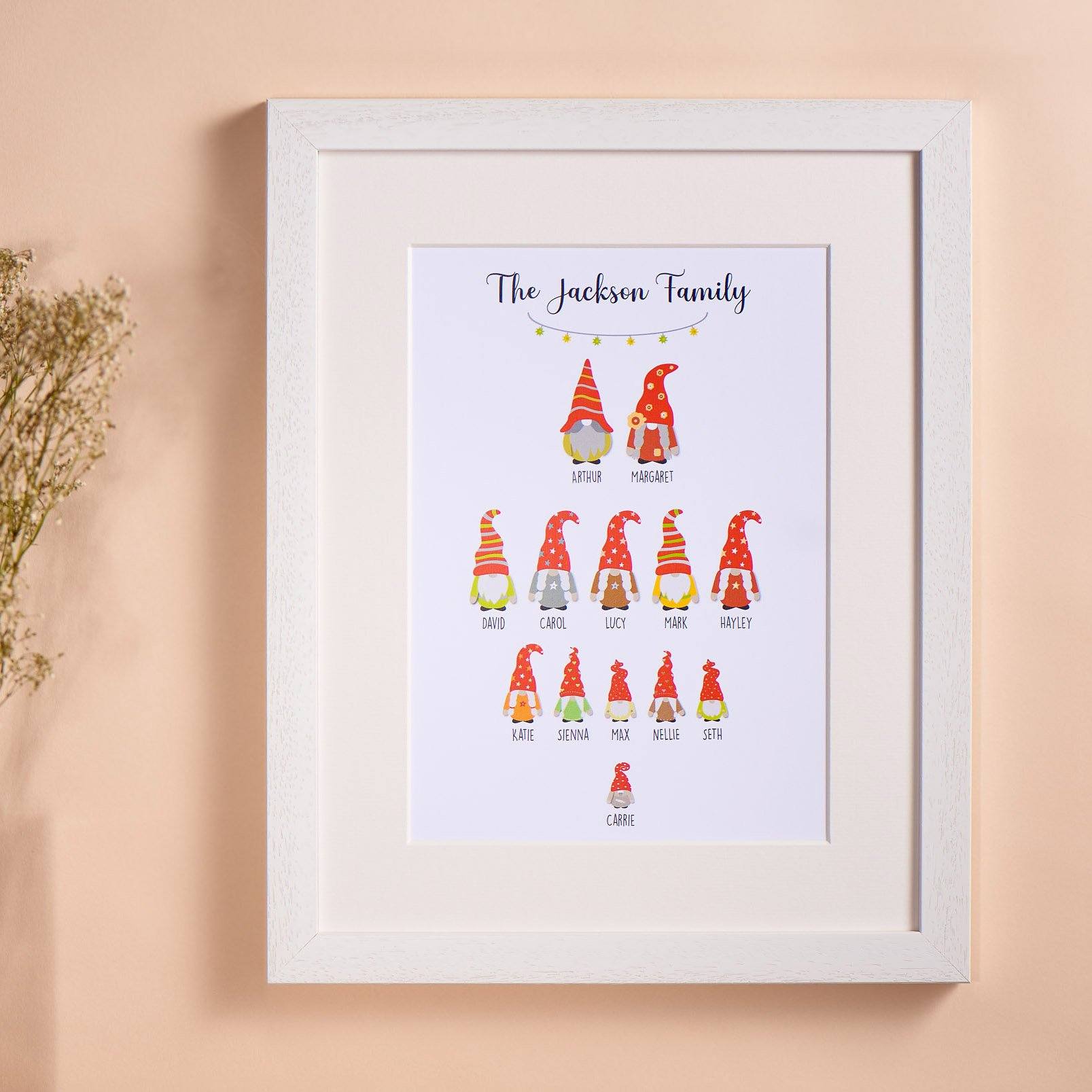 Print - Personalised Gonk Gnome Family Print - Family Tree