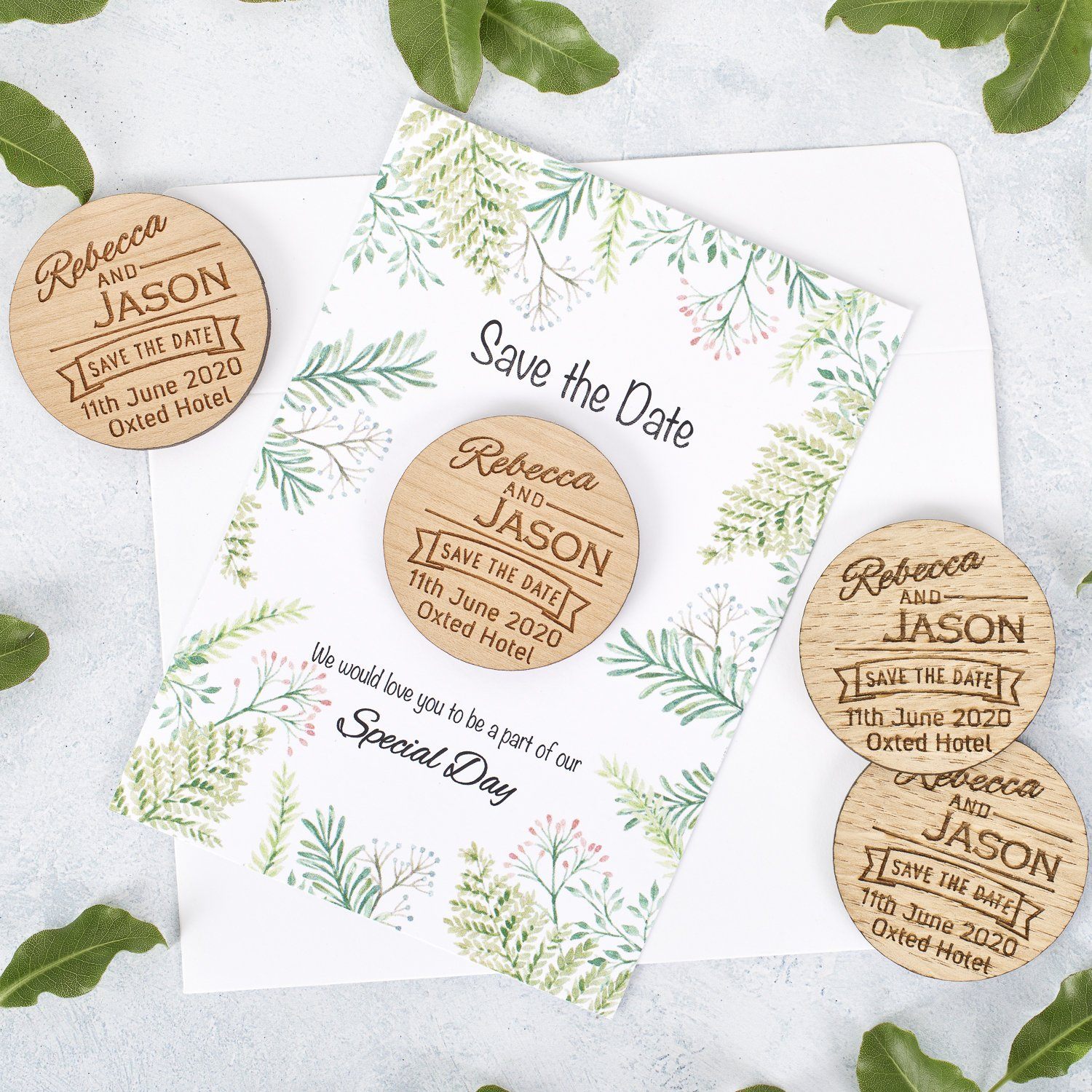 Save The Date Magnet With Cards - Save The Date Magnet Wooden Rustic & Cards - Banner