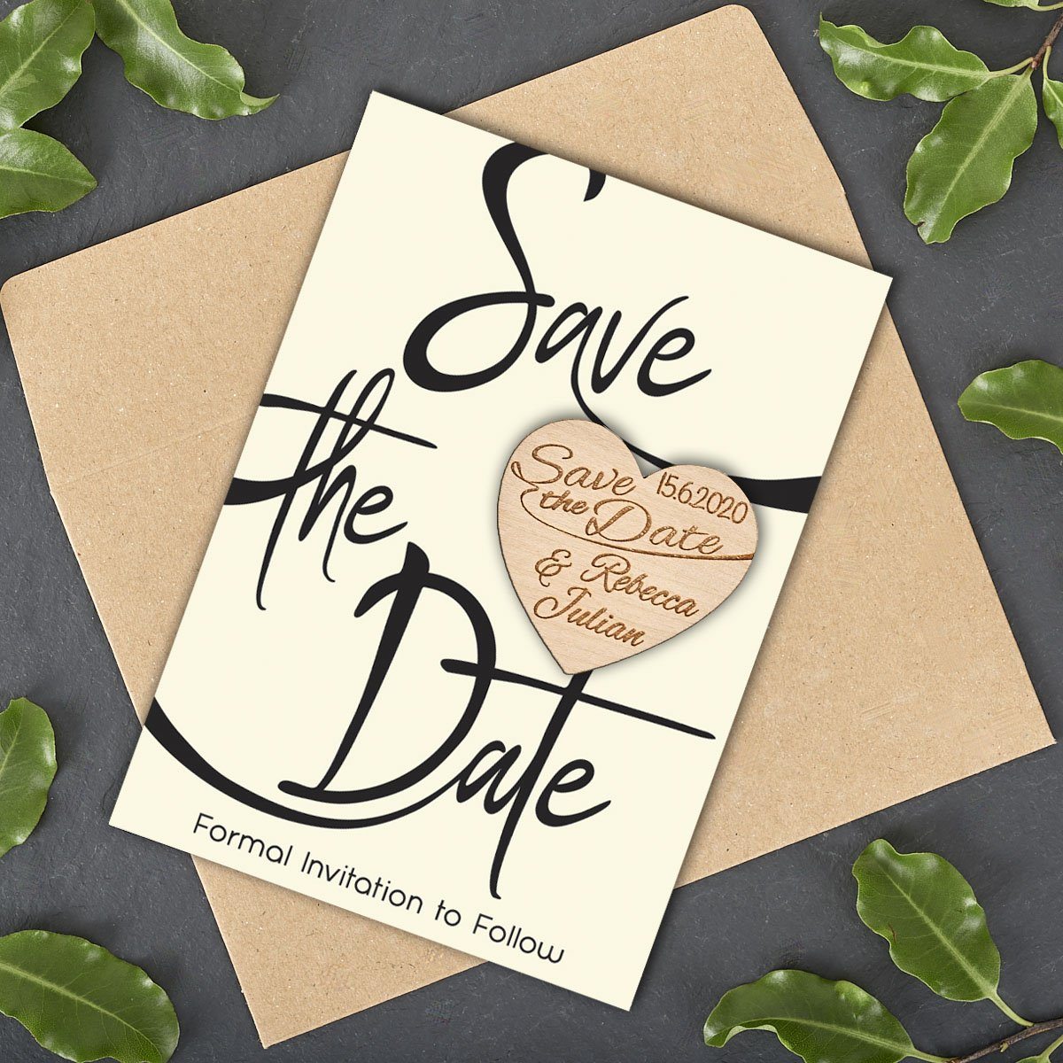 Save The Date Magnet With Cards - Save The Date Magnet Wooden Rustic - Simple Design