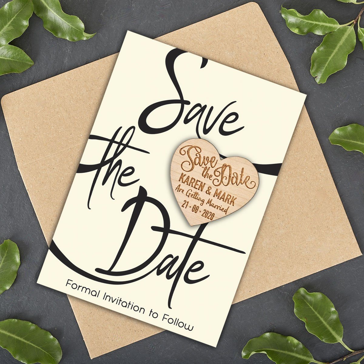 Save The Date Magnet With Cards - Save The Date Magnet Wooden Rustic - Simple Design
