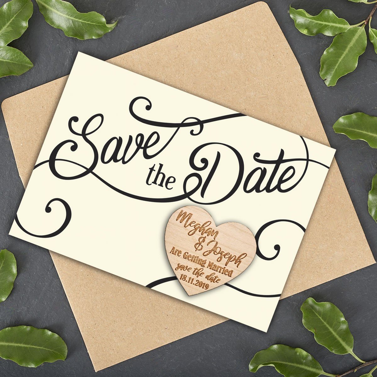 Save The Date Magnet With Cards - Save The Date Magnet Wooden Rustic - Simple Design