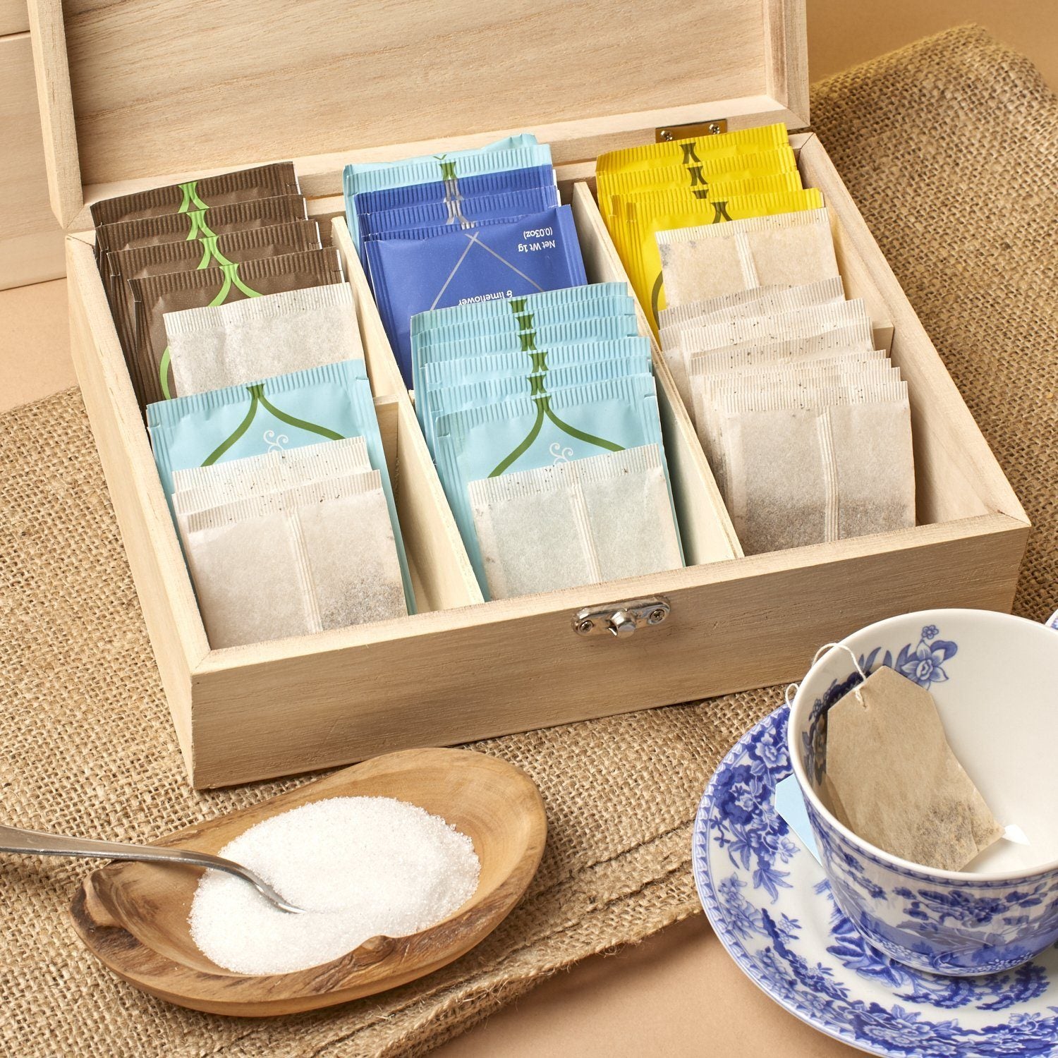 Tea Box - Personalised Engraved Bepoke Tea Storage Box Or Caddy - Monogram Design