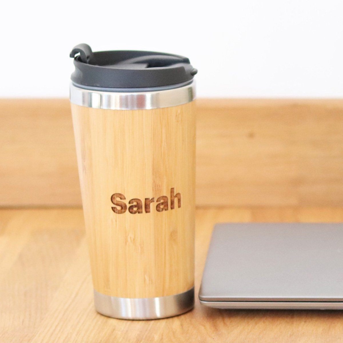 Water Bottle - Personalised Insulated Bamboo Travel Mug