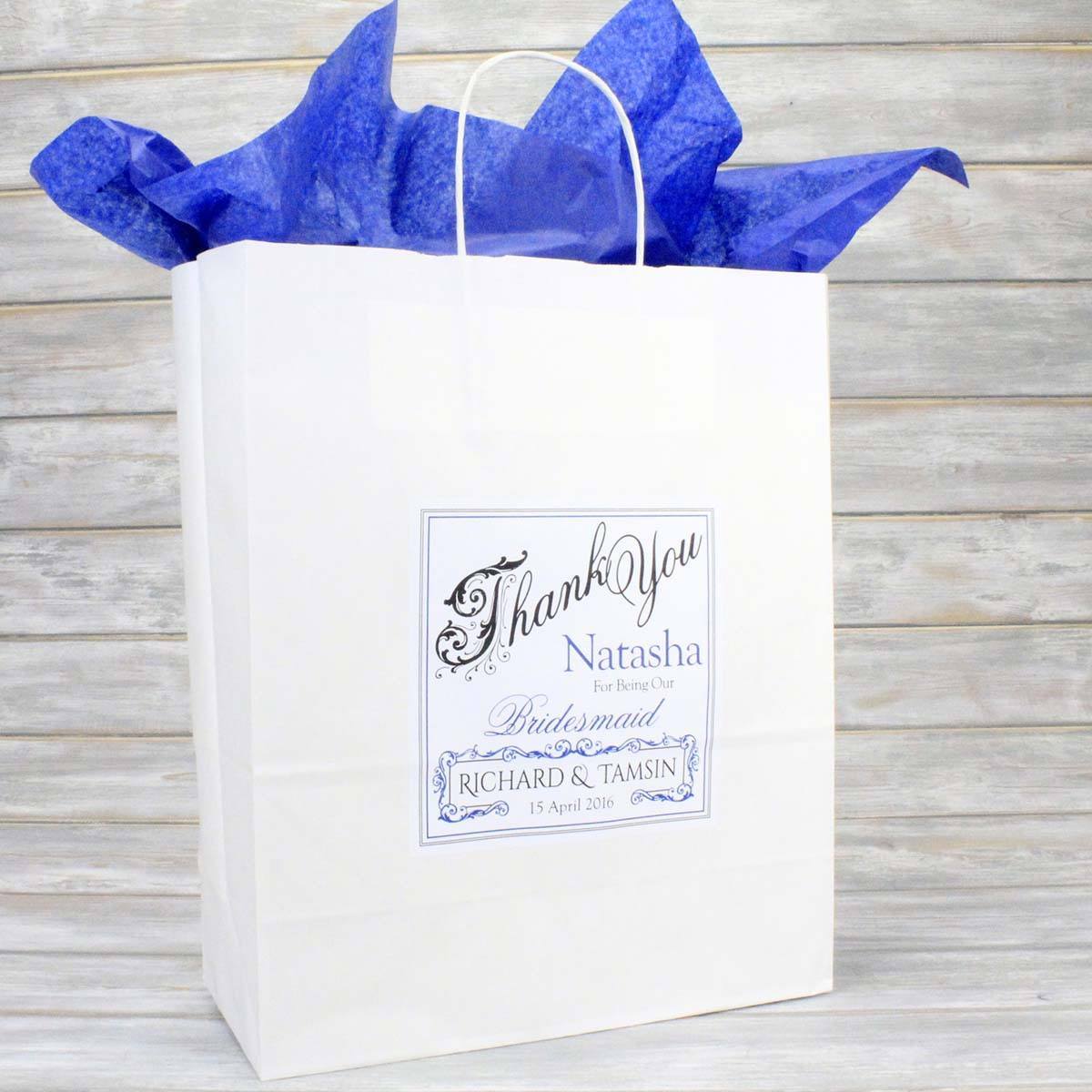 Wedding Favour Bag - Large Personalised Wedding Favour Gift Bag - Bridesmaid, Usher, Page Boy, Flower Girl
