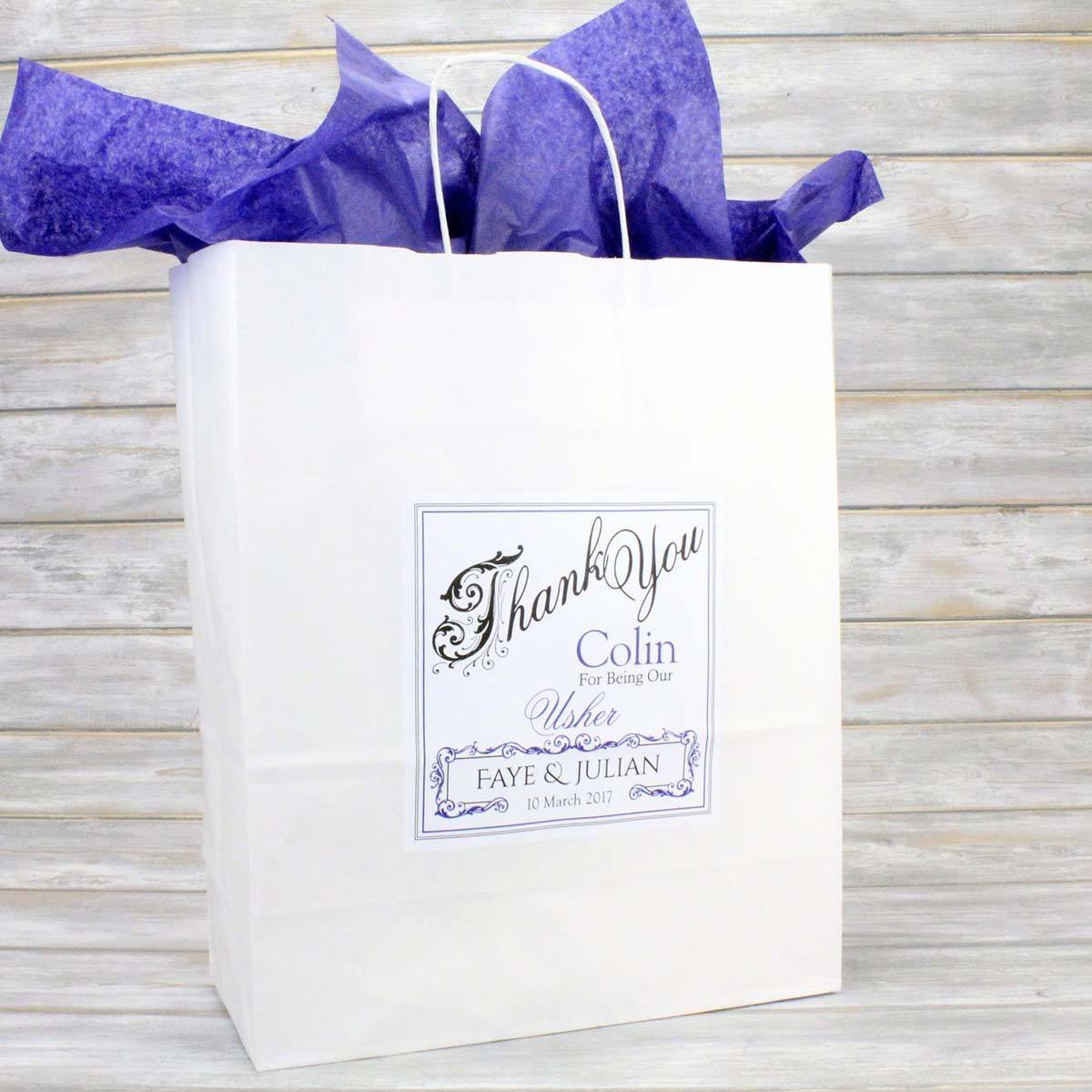 Wedding Favour Bag - Large Personalised Wedding Favour Gift Bag - Bridesmaid, Usher, Page Boy, Flower Girl