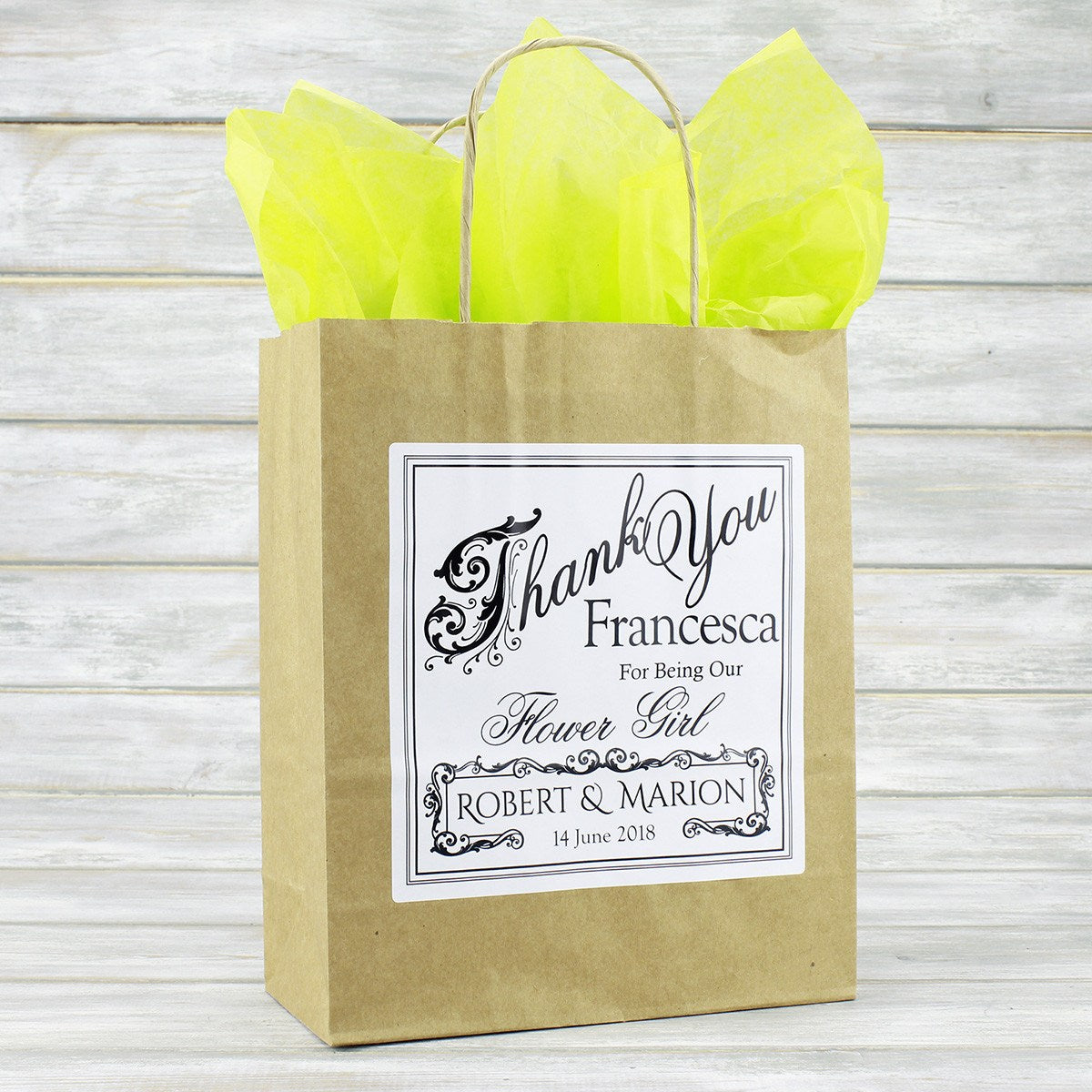 Wedding Favour Bag - Personalised Vintage Style Wedding Favour Gift Bag - Bridesmaid, Usher, Page Boy, Flower Girl