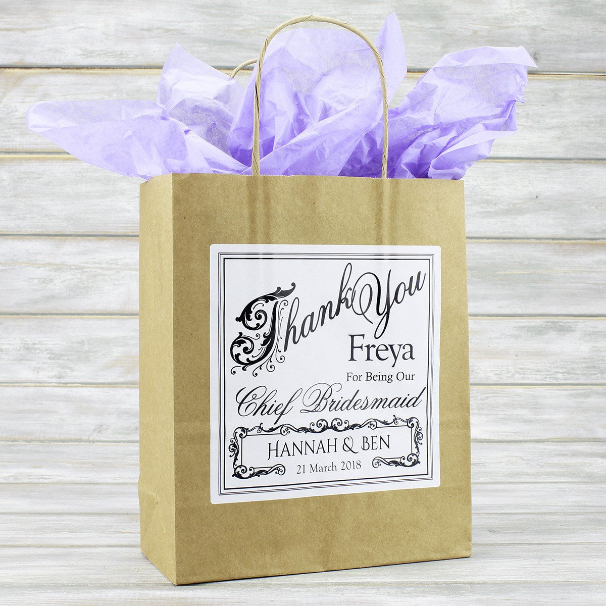 Wedding Favour Bag - Personalised Vintage Style Wedding Favour Gift Bag - Bridesmaid, Usher, Page Boy, Flower Girl