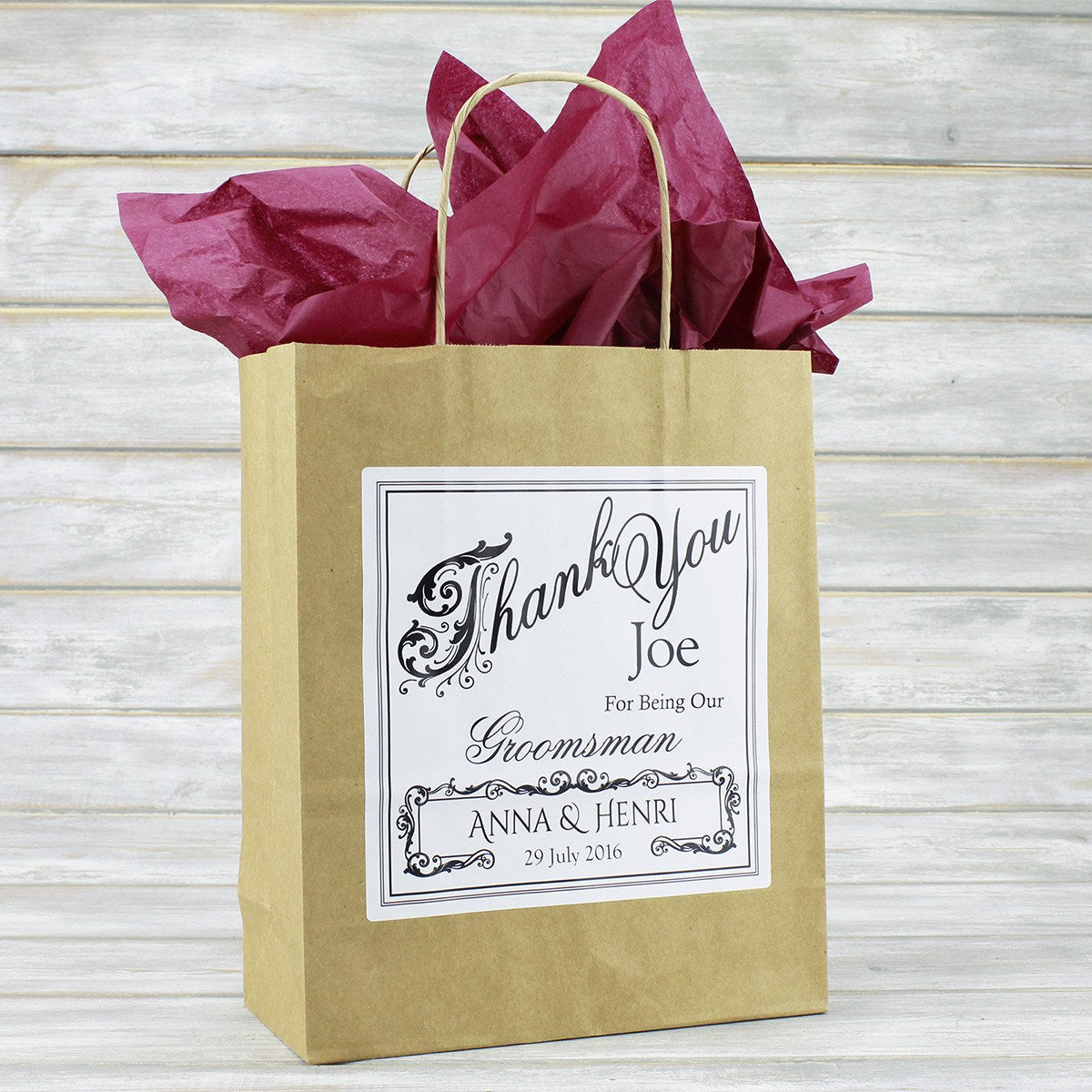 Wedding Favour Bag - Personalised Vintage Style Wedding Favour Gift Bag - Bridesmaid, Usher, Page Boy, Flower Girl