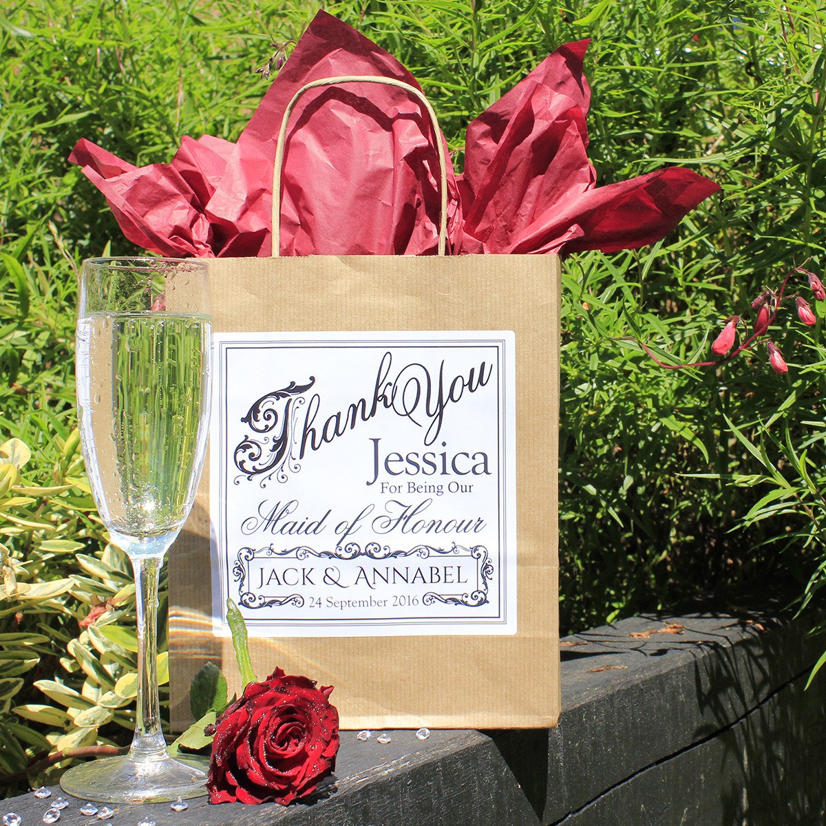 Wedding Favour Bag - Personalised Vintage Style Wedding Favour Gift Bag - Bridesmaid, Usher, Page Boy, Flower Girl