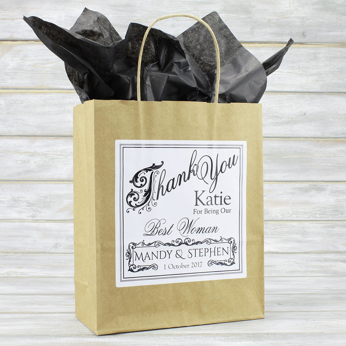 Wedding Favour Bag - Personalised Vintage Style Wedding Favour Gift Bag - Bridesmaid, Usher, Page Boy, Flower Girl