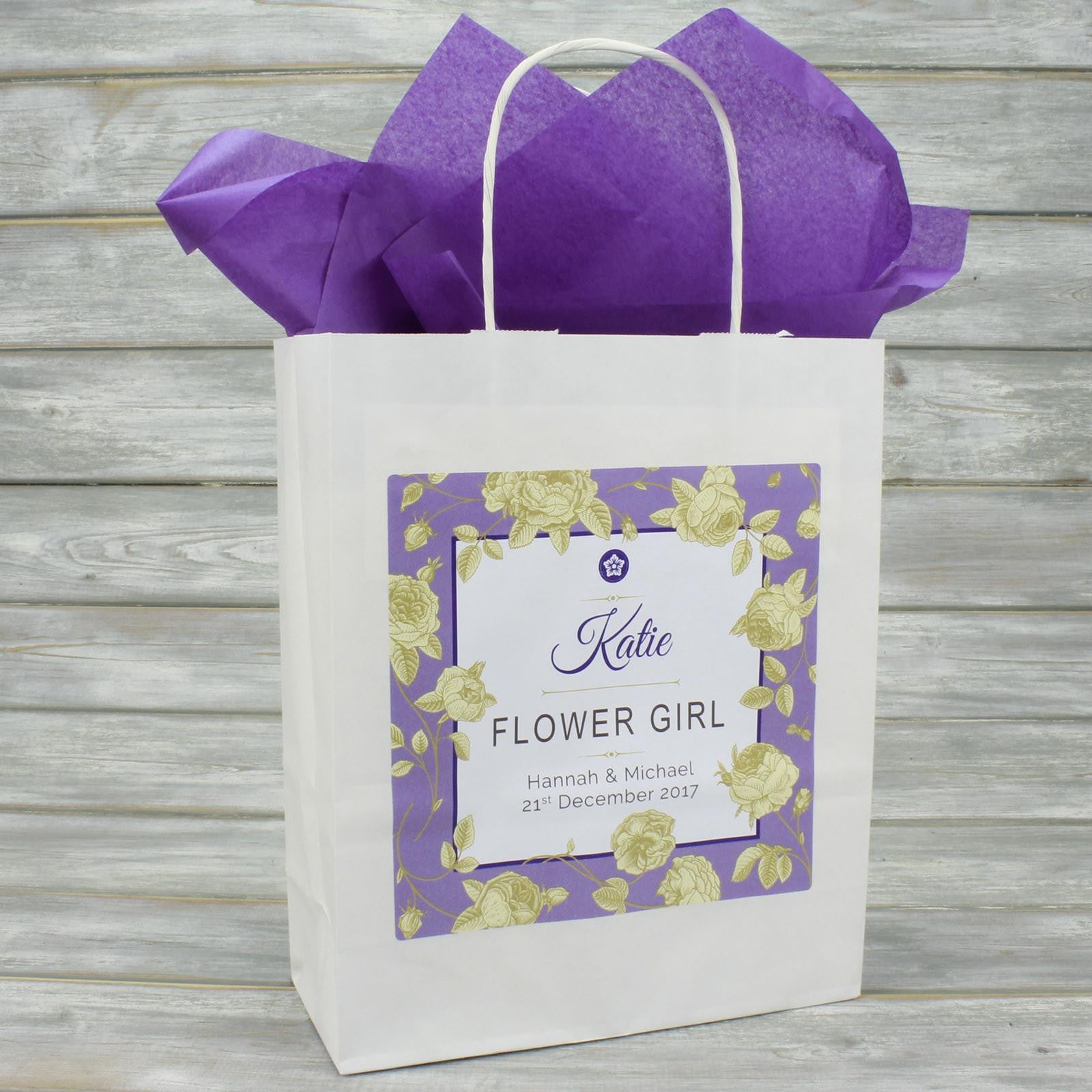 Personalised Wedding Favour Gift Bag Gold Roses Tabetha s Touch