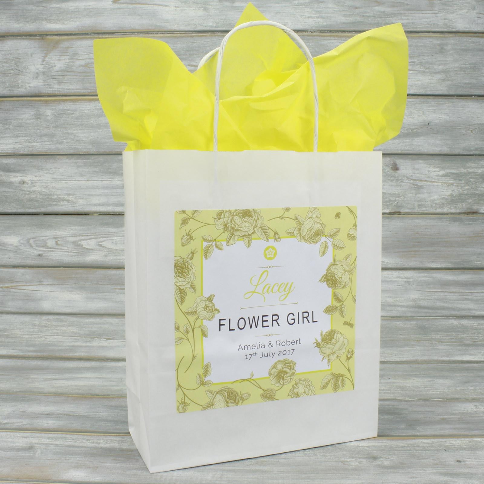 Wedding Favour Bag - Personalised Wedding Favour Gift Bag - Gold Roses