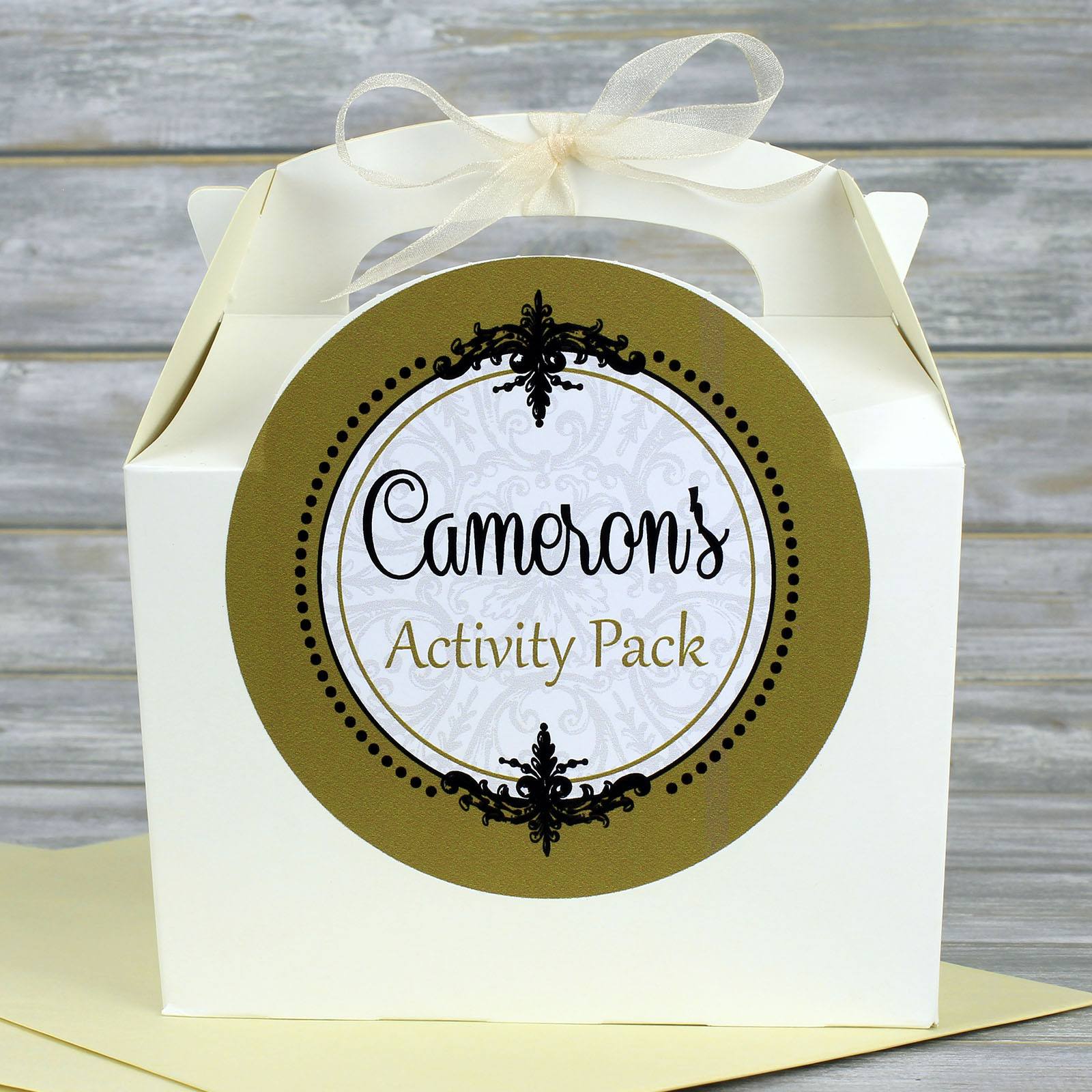 Wedding Favour Box - Personalised White Children's Activity Box Or Guest Wedding Favour